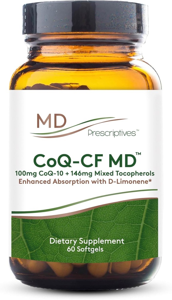 MD Prescriptions CoQ-CF MD - Koenzim Q10 Dieter Suplemen dengan Vitamin E - CoQ10 100mg Optimal Absorpsi Formula - 1 Capsule Daily - 60 Softgels