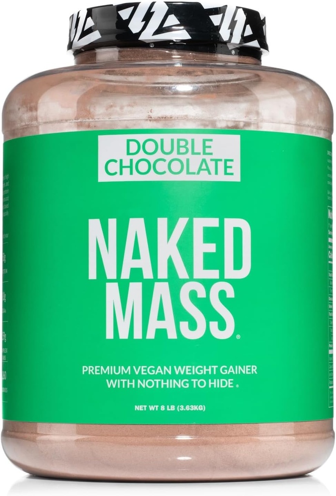 Vegan Mass NASked - Chocolate Weight Gainer - 1.260 Kalories, 50G Protein, Tidak ada Artificial, All Natural Chocolate Powder, Non-GMO, Soy & Gluten Free - 8LB Bulk - 11 Servings