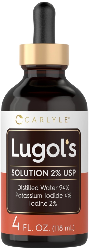 Carlyle Lugols Iodin 2 Percent 124; 4 fl oz (Pack of 1) 14; Pottasium Iodide dan Iodin Solution 2% Liquid Drops