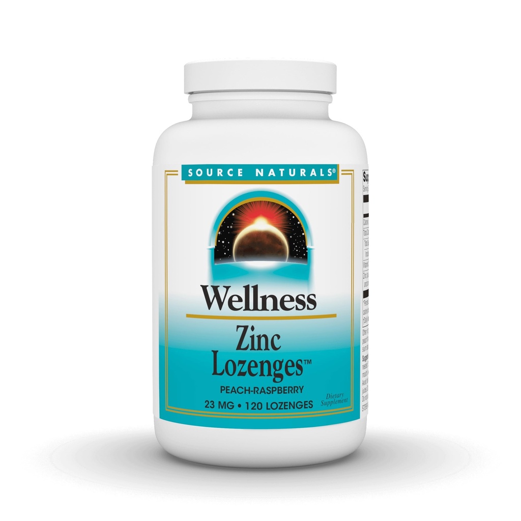 Sumber Wellness Zinc Lozenges, Peach-Raspberry Flavord Imune Dukungan, 23mg - 120 Lozenges
