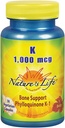 Nature 's Life Vitamin K 10000 mcg 124; Phylloquinone K-1 Suplemen, Healthy Bones & Cardiovascular Dukung 124; 50CT