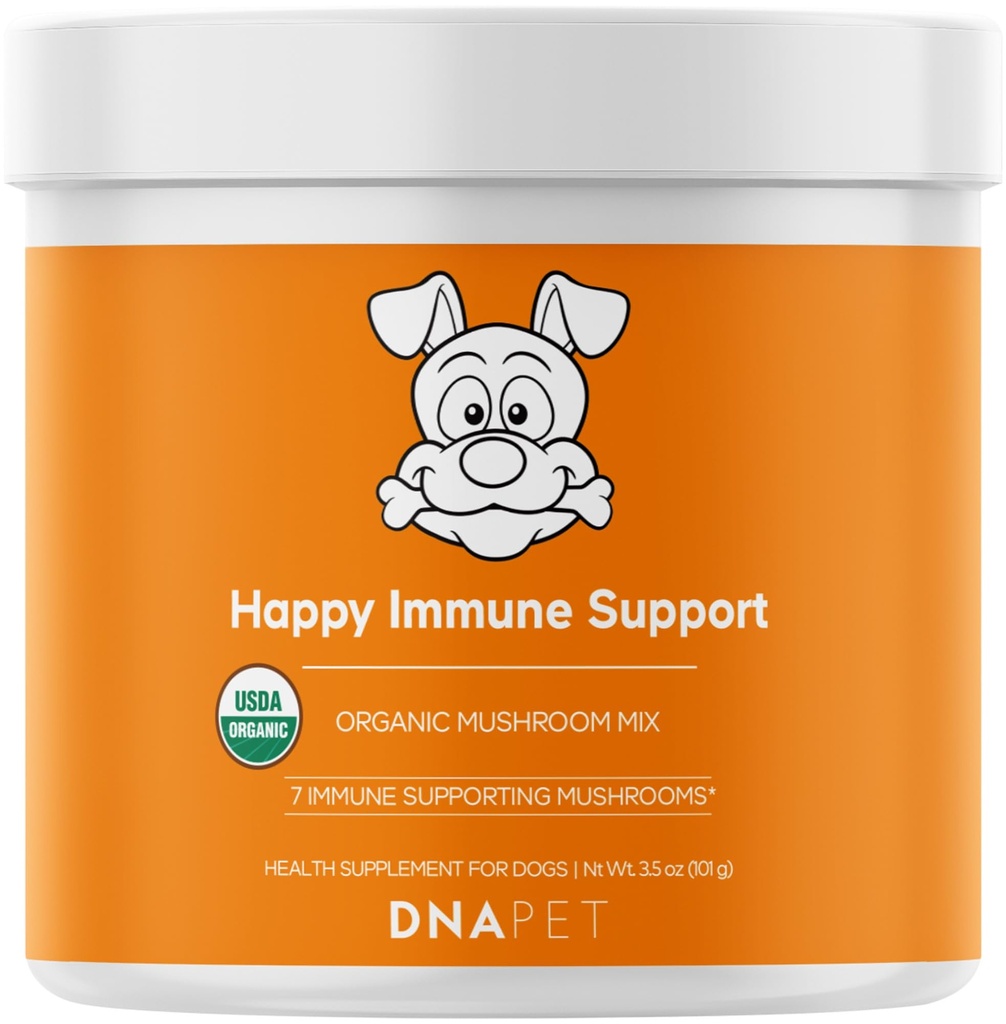 Happy Immunity USDA Bersertifikat Kompleks Jamur Organik untuk Anjing, Organik Cordyceps Shiitake Reishi, Vegan Mushroom Blend Powder Canine Suplemen, Mashroom Mix Lanjutan, Non-GMO, 3.5 oz