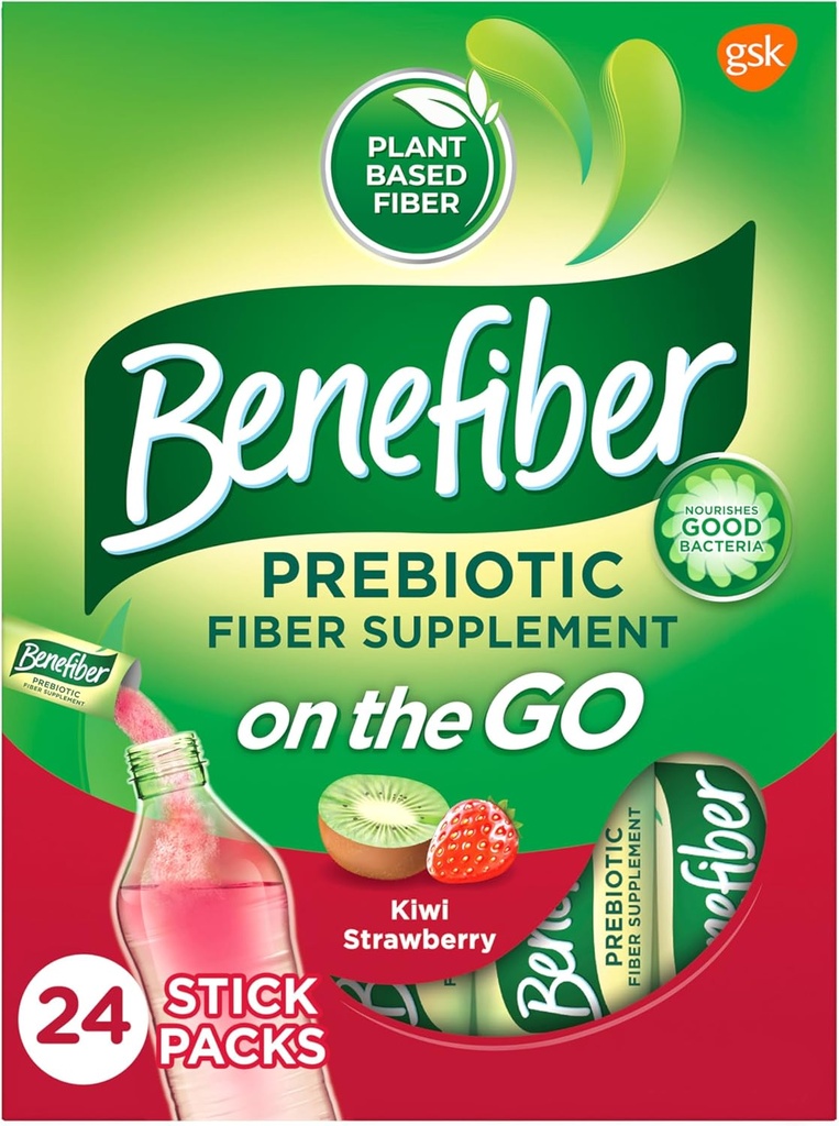 Benefiber Pada Go Prebiotic Fiber Powder untuk Kesehatan Digetical, Bubuk Bubuk Serat Daily Fiber, Kiwi Strawberry Flavor Pack - 24 Sticks (5.28 Ounces)
