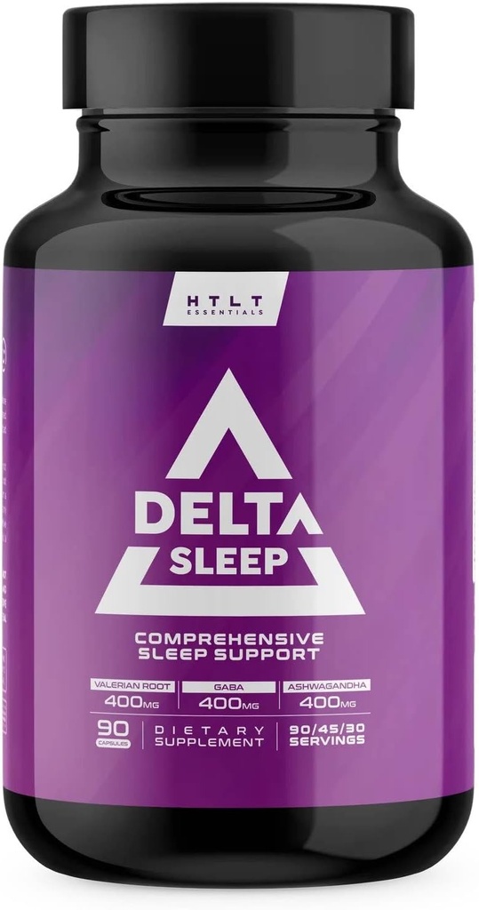 Delta Sleep by HTLT 124; Comprehensive Sleep Supplement with Ashwagandha, Melonatin, 5-HTP, & GABA 14; L- Theanine & Magnesium Glycinate to Keep GABA Levels 124; Valerian Root for Sleep, (90 Capsules)