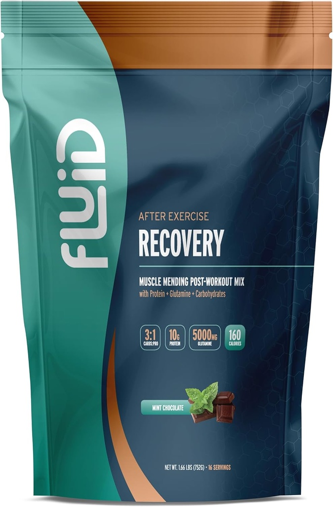 Fluid Recovery Recovery - Workout Drink Mix, Whey Isolate Protein, L- Glutamine, Carbs, All Natural Ingredials, Gluten- Free, Lactoe- Free, Delicious After Exersse Muscle Recoding (Mint Chocolate)