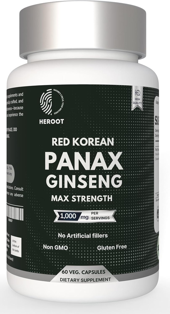 Panax Ginseng Capsule 500 MG Per Serving Energy, Memory & Brain Health Support, Non- GMO (Paket 60 Capsule)