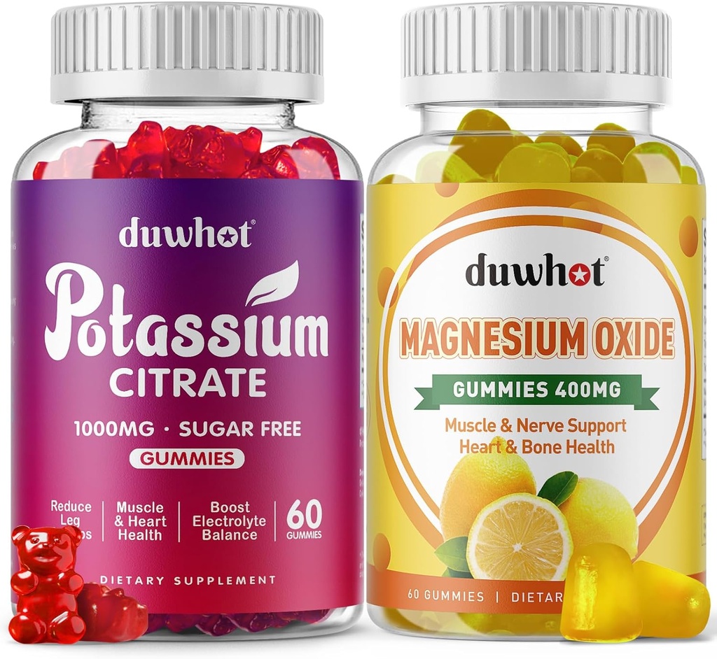 Potasium Citrate Gummies 1000mg, Magnesium Oxide Gummies 400mg, Tambahan untuk Dewasa