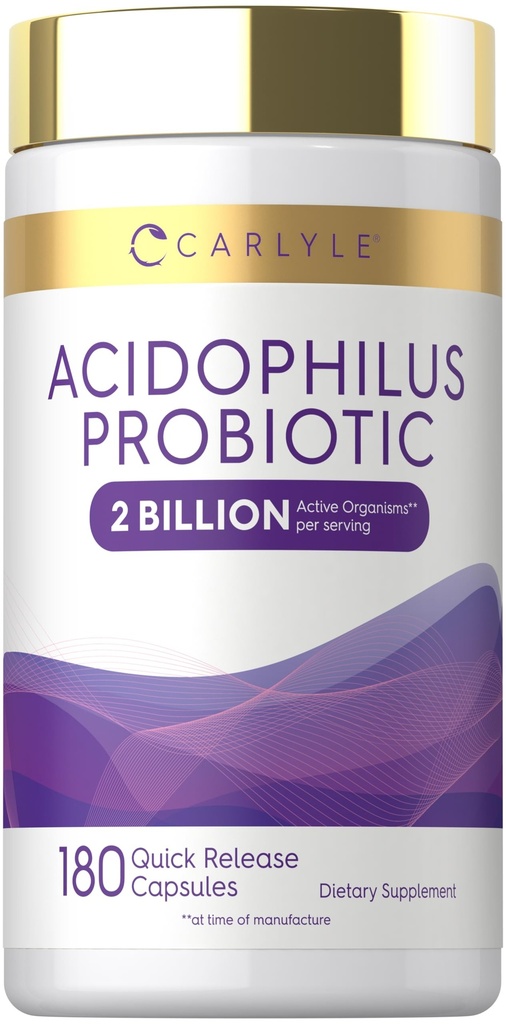 Carlyle Acidophilus Probiotic for Women & Men 's Digetical Health 124; 2 Milyar CFU 124; 180 Quick Rilis Capsules 126; Non-GMO & Gluten Free