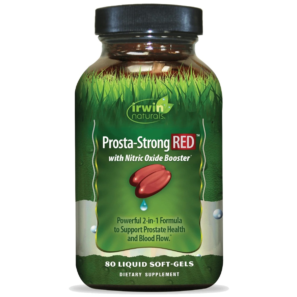 Irwin Prostals kuat RED dengan Nitric Oxide Boosters, Saw Palmetto, Lycopene, Pumpkin Seed & More - Prostate Health Suplemen Pria - 80 Liquid Soft- Gels