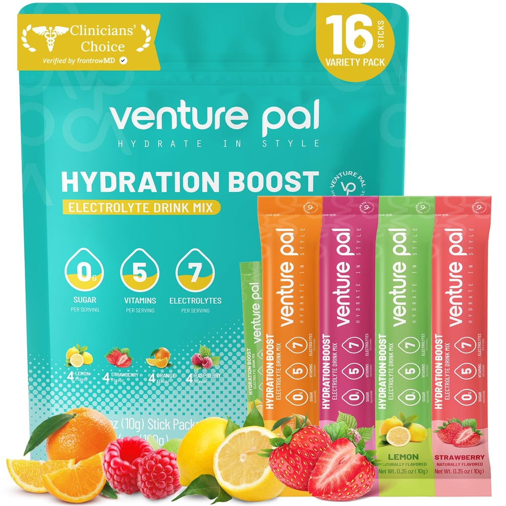 Venture Pal Sugar Free Beat Electrolyte Pawder - Liquid Daily IV Drink for Rapid Hidration & Party Recovery 124; 5 Vitamins & 7 Electrolytes 124; Keto Friendly 124; Non-GMO 124; Sertifikasi Vegan 124; 16 Sticks