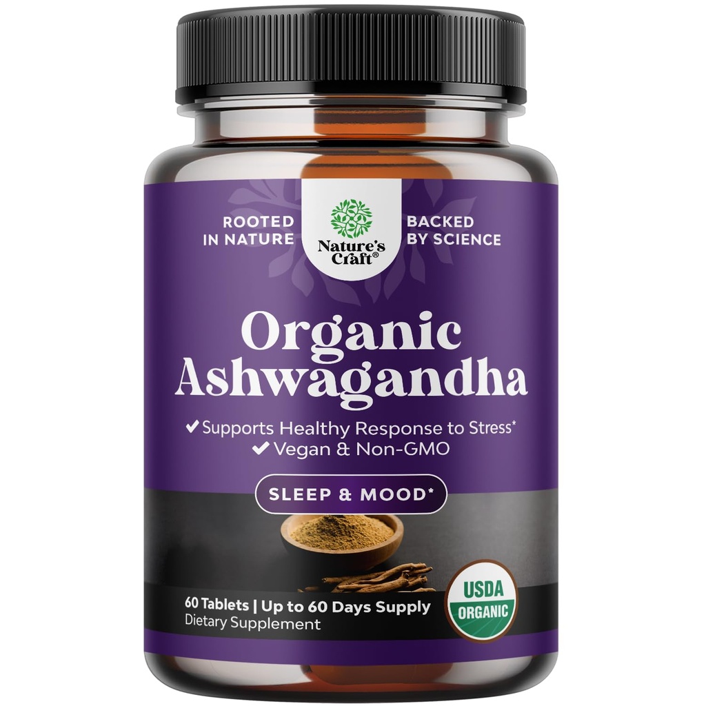 Suplemen Ashwagandha Kekuatan Tinggi - Ashwagandha Tablet Organik untuk Mood Dukungan & Hormone Keseimbangan untuk Perempuan & Pria - Root Ekstraksi Powder dengan Black Pepper untuk Absorpsi Lebih Baik - 60 Ct