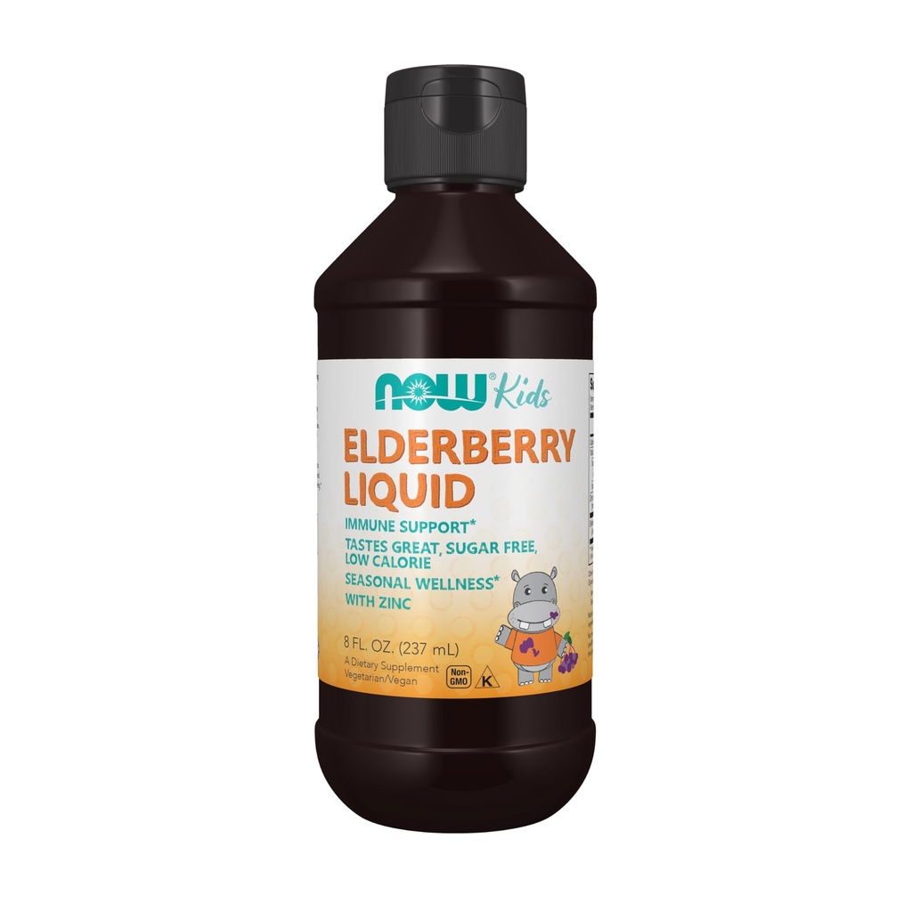 Suplemen SEKARANG, Elderberry Liquid untuk Anak-anak dengan Zinc dan Astragalus, Dukungan Imune *, 8- Ounce, paket mungkin bervariasi