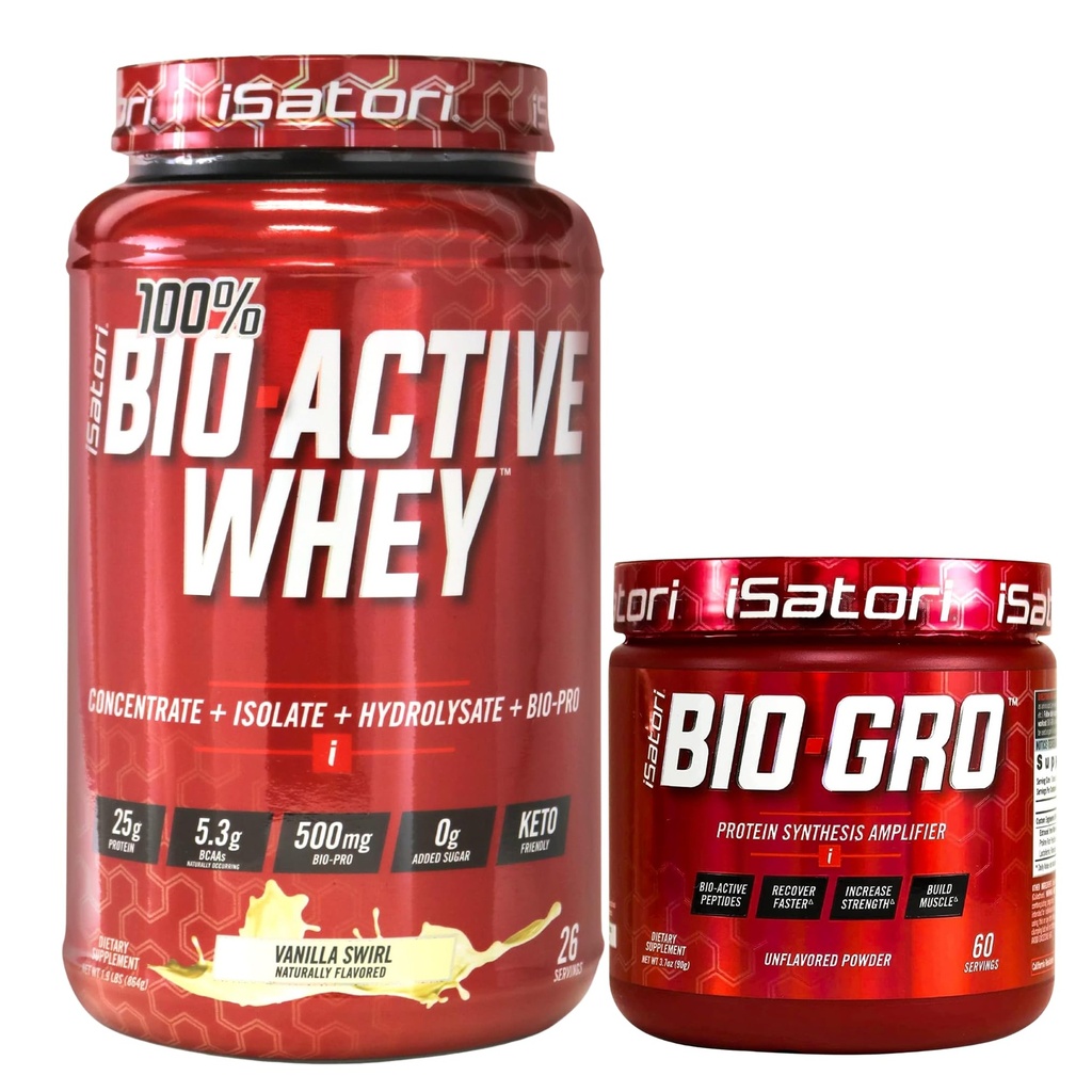 iSatori Bio- GRO Vanilla Ice Cream (60 Pelayan) & Bio- Active Whey Protein Powder Unfeaded (30 Pelayan)
