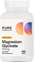 PureFormulas Magnesium Glycinate 100 mg Daily Dukung untuk Stress, Nerves, Sleep, Muscles, Metabolisme Pure Magnesium Glycinate Suplemen Perempuan dan Pria Magnesio Non-GMO 120 tablet