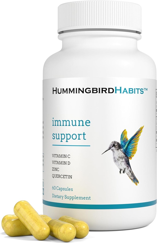 Dukungan Imune, Zinc Quercetin Vitamin C dan D Lampie Complex, Dihydrate Quercitin Suplemen 500 dengan Zinc Vitamin C D3 untuk Dukungan Imunitas, Suplemen Vegan (60 Kapsul)