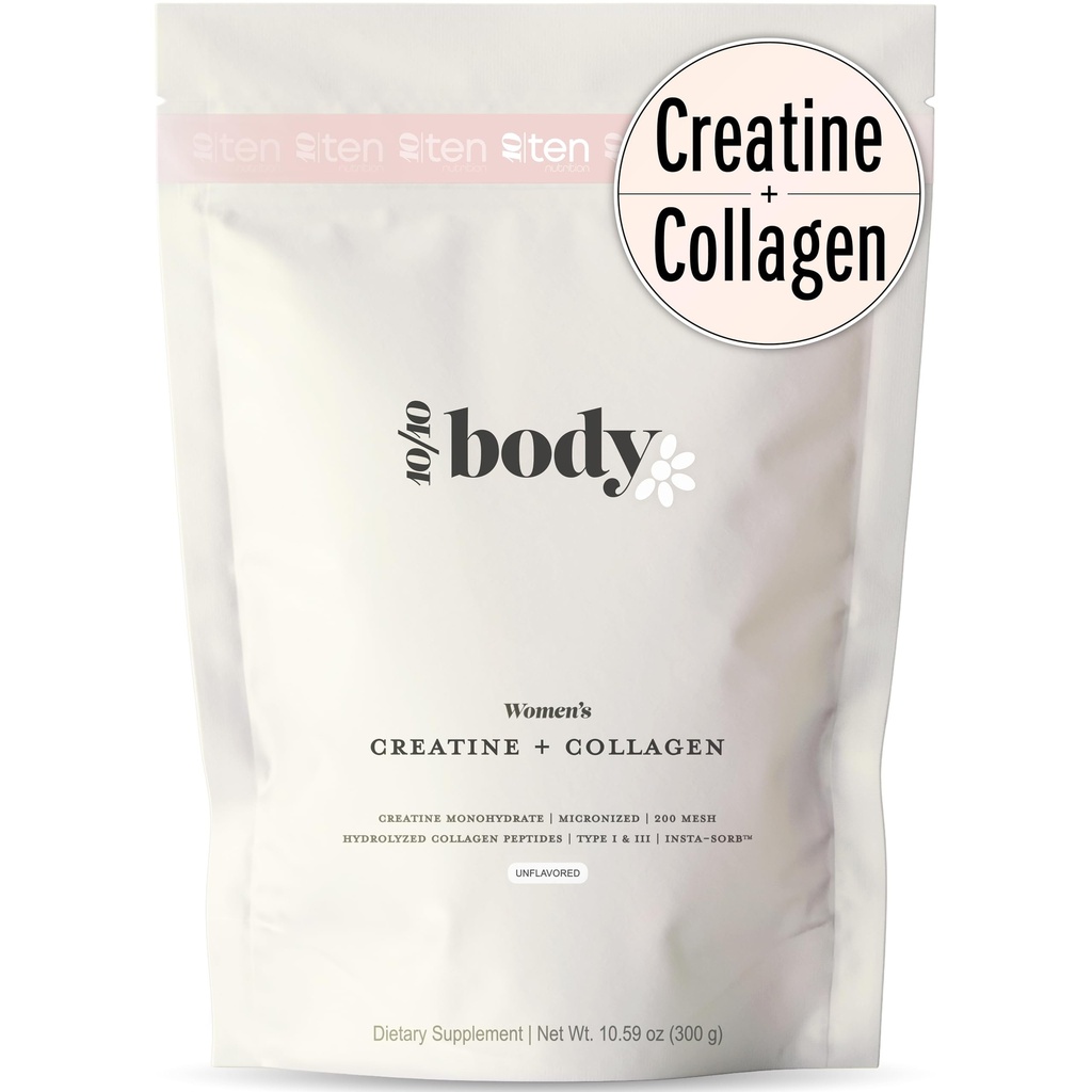 Baru - Creatine + Collagen for Women - Support Lean Muscle Growth & Development, Booty Gain, Energy & Recovery - 5g Creatine Monohydrate Plus 5000mg Collagen Peptides Combo - Unflashed, 30 Servings