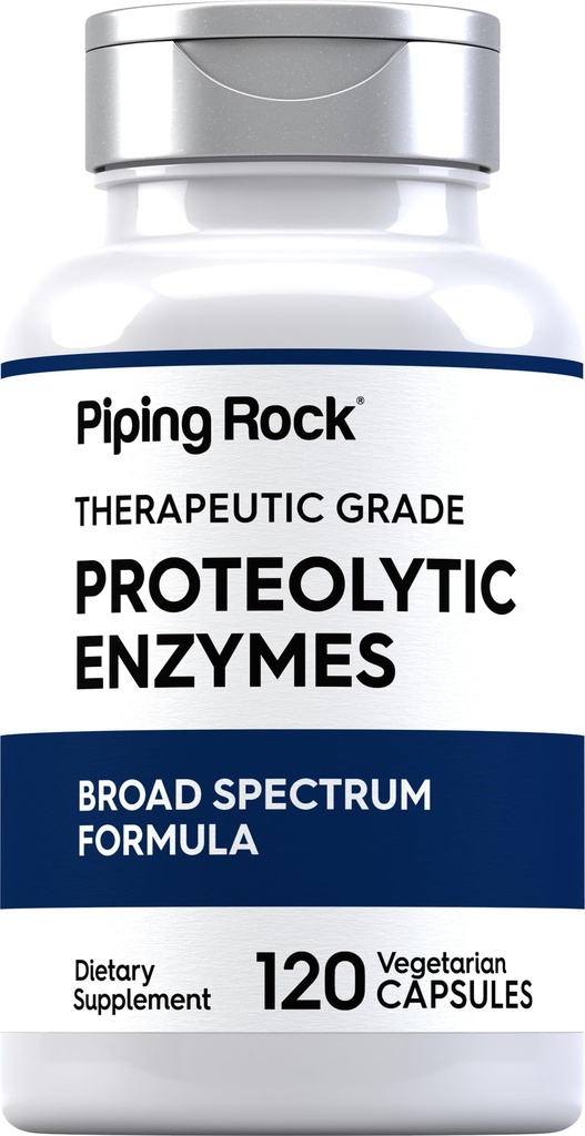 Piping Rock Protolytic Enzymes Supplement: 124; 120 Capsules 12.4; Broad Spectrum Complex 24; Vegetarian, Non- GMO, Gluten Free