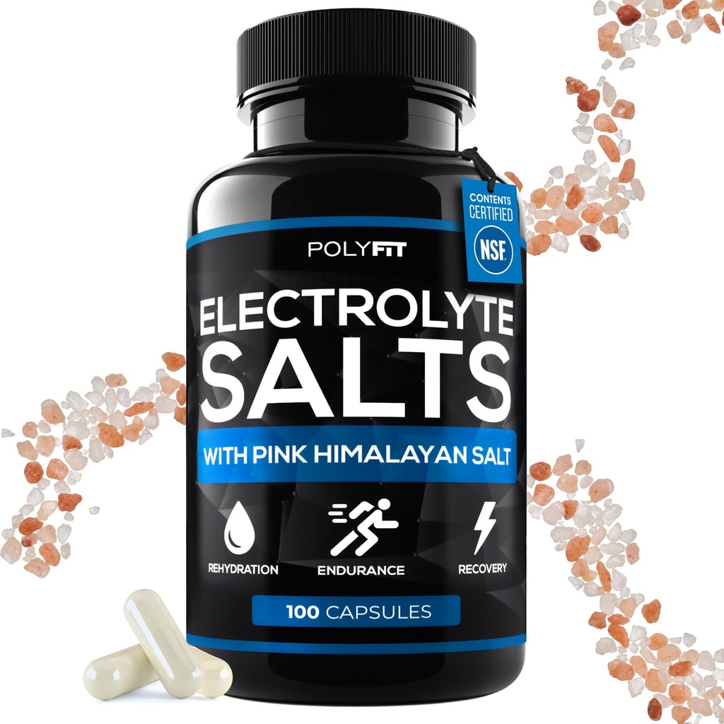Polyfit Electrolite Salts - 100 Salt Pil - Electrolytes Penggantian Salt Tablet untuk Runners - Tambahan untuk Hidration Rapid, Recovery, dan Endurance