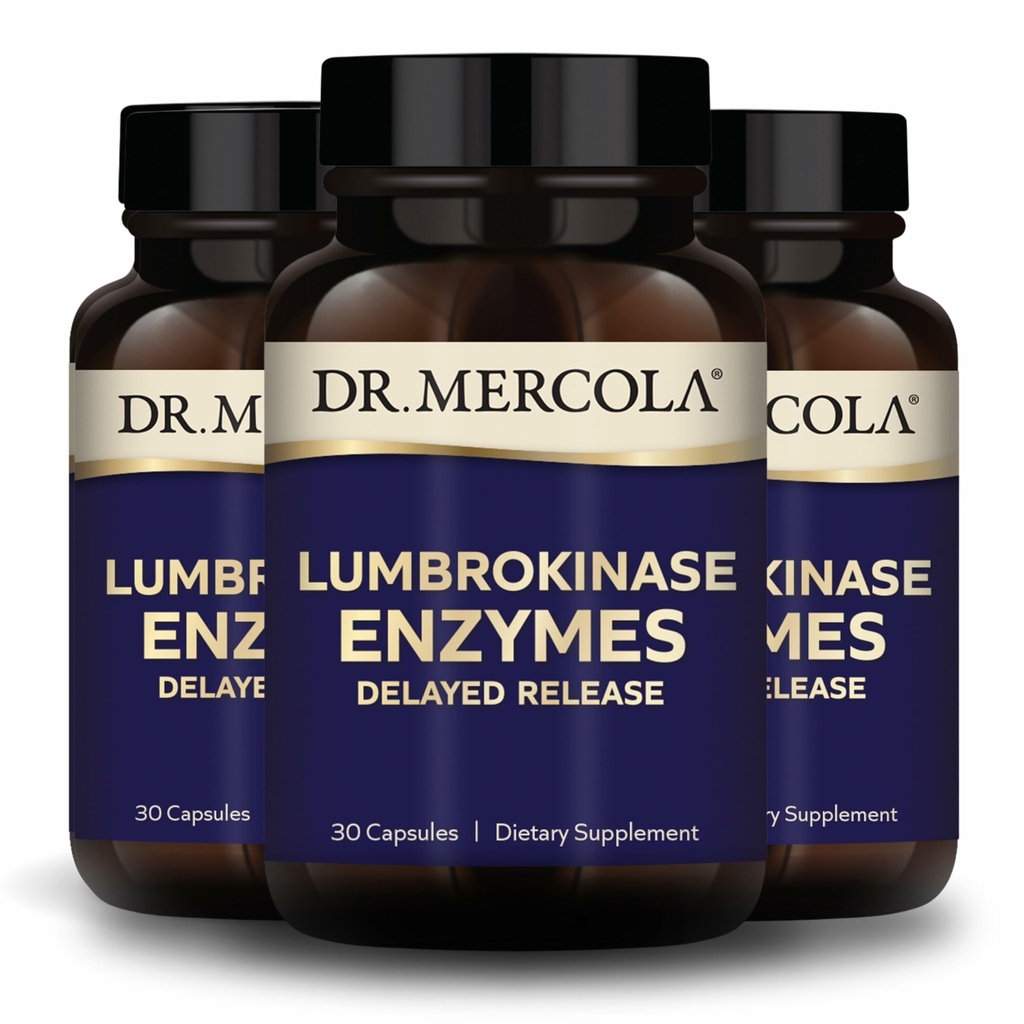 Dr. Mercola Lumbrokinase Enzymes - Deminated Release Formula - Dietary Suplement for Cardiovascular & Energy Support - Non-GMO, Gluten- Free & Soy- Free - 30 Kapsul (30 Pelayan), 3 Pack