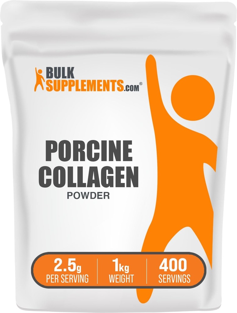 BulkSuplements.com Porcine Collagen Powder - Collagen Hydrolyzed Collagen, Peptides - Gluten Free, 2500mg per Serving, 5kg (11 lbs) (Paket 5)