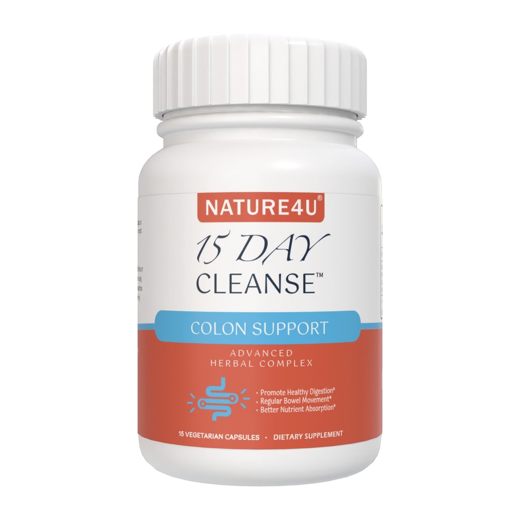 15 Day Cleanse Gut Dukungan, Advanced Gentle Daily Colon Gut Detox for Women & Men with Senna, Cascara Sagrada, Psyllium Husk and Probiotic, 15 Capsules