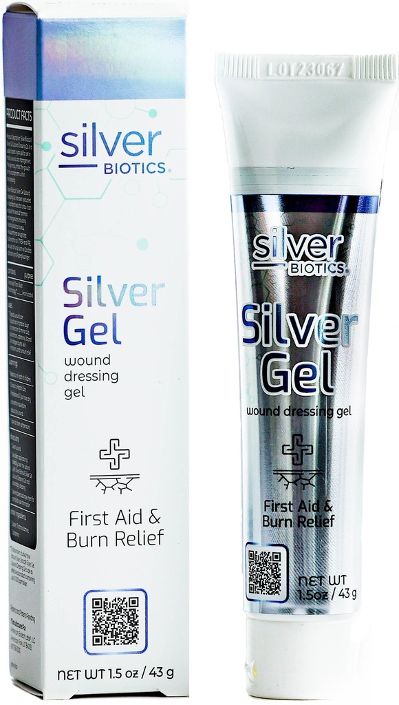Silver Biotics 24 PPM Silver Weund Healing Gel 124; Lapisan Perlindungan untuk Cuts, Irritations, dan Burns 124; 1.5 oz
