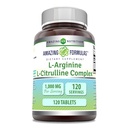 Amazing Formulas L-Arginine / L-Citrulline Kompleks 1000mg 120 Tablet Suplemen 14; Non- GMO 124; Gluten Free 124; Dibuat di USA