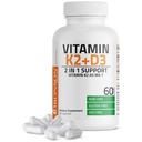Bronson Vitamin K2 D3 (MK7) Tambahan Non- GMO Formula Vitamin D3 5000IU (125 mcg K2 MK-7, Easy to Swallow D & K Complex, 60 Capsules