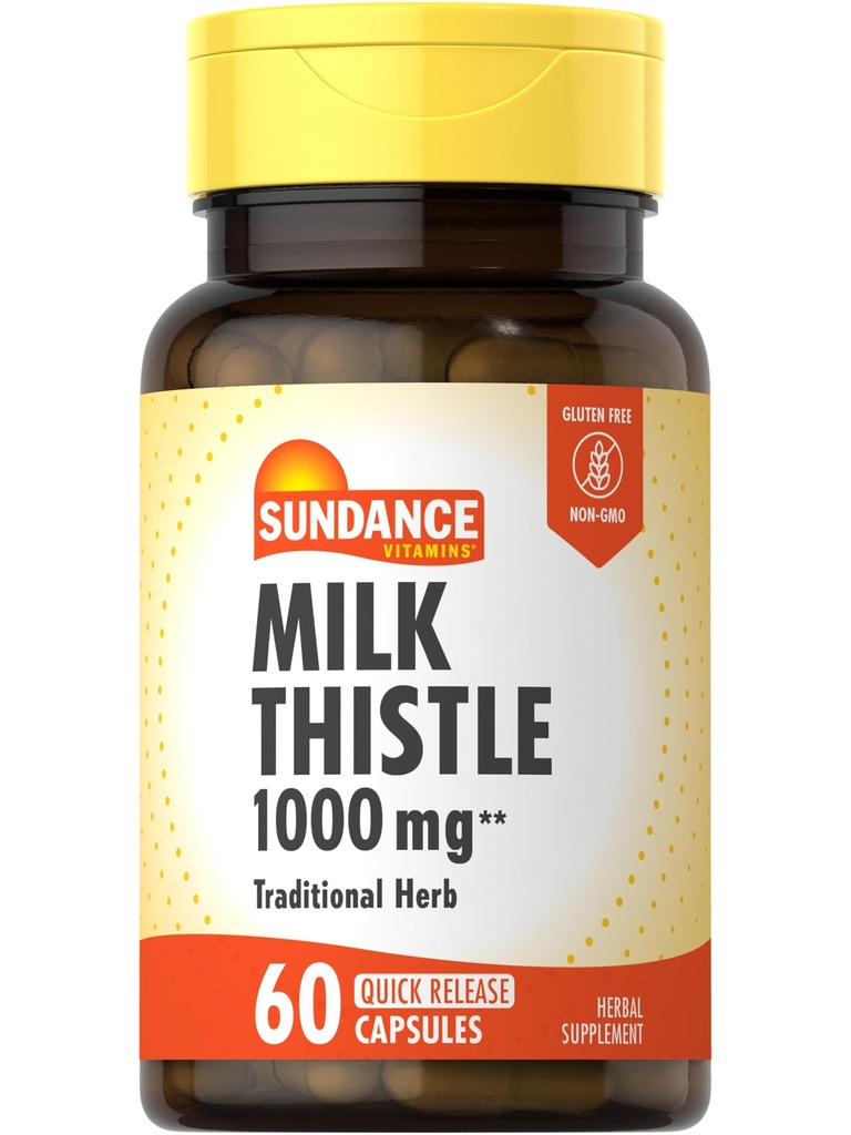 Sundance Milk Thistle Thistle 1000mg 124; 60 Quick Rilis Capsules 12.4; Tradisional Herbal Supplemen 124; Non-GMO dan Gluten Free Formula