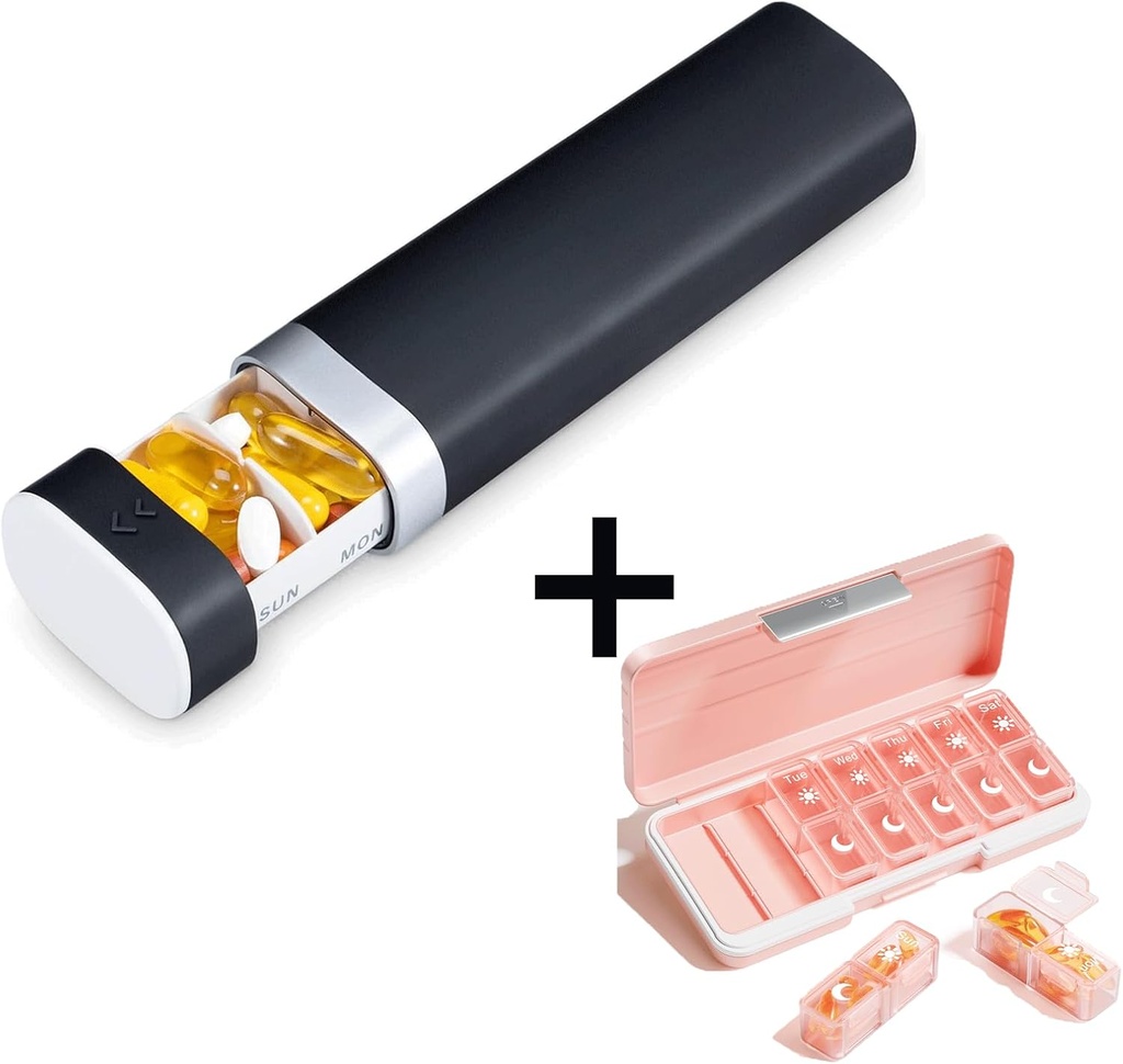 AM PM Pill Organizer 2 Kali sehari, 7 Hari Kotak Pil Pill Weekly Organizer Perjalanan dengan Kontainer Terpisah, Portable Daily Medicine Dispenser Case for Vitamin, Fish Oils, Suplemen