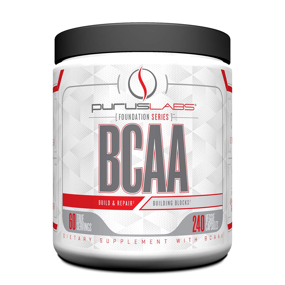BCAA Capsules by Purus Labs Foundation Series Seri 12.1: 1 Leucine, Valine, Isoleucine 124; untuk Recovery, Endurance, Kekuatan dan Muscle Building 124; 240 Capsules (60 Pelayan)