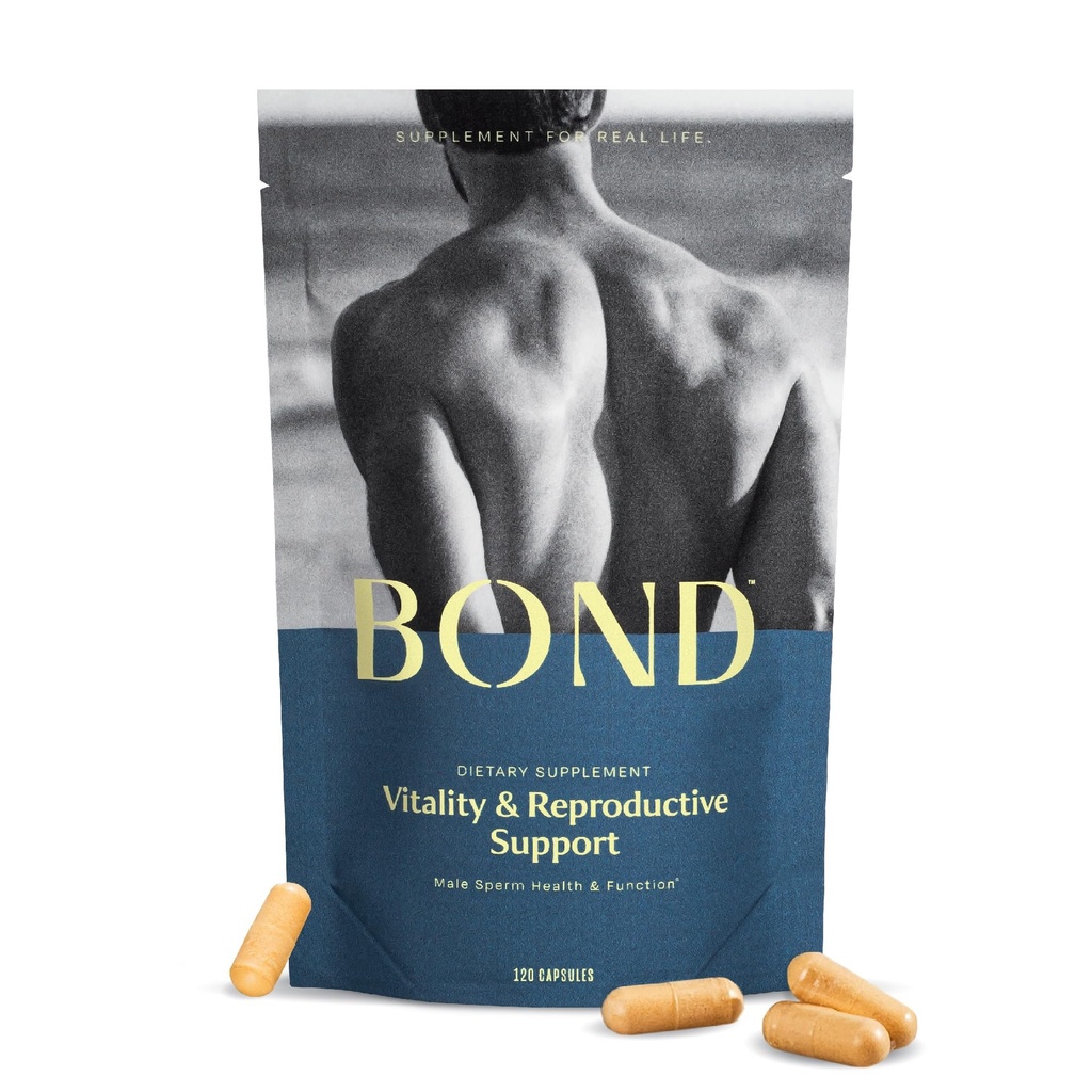 Vitalitas Bond - Semua-dalam Satu Suplemen Fertilitas Pria - Konsep untuk-Nya, Suplemen Kesuburan Untuk Pria, Wellness Suplemen Pria - CoQ10, Vitamin B12, C, D, & E, Catalase, Selenium - 120 Kapsul