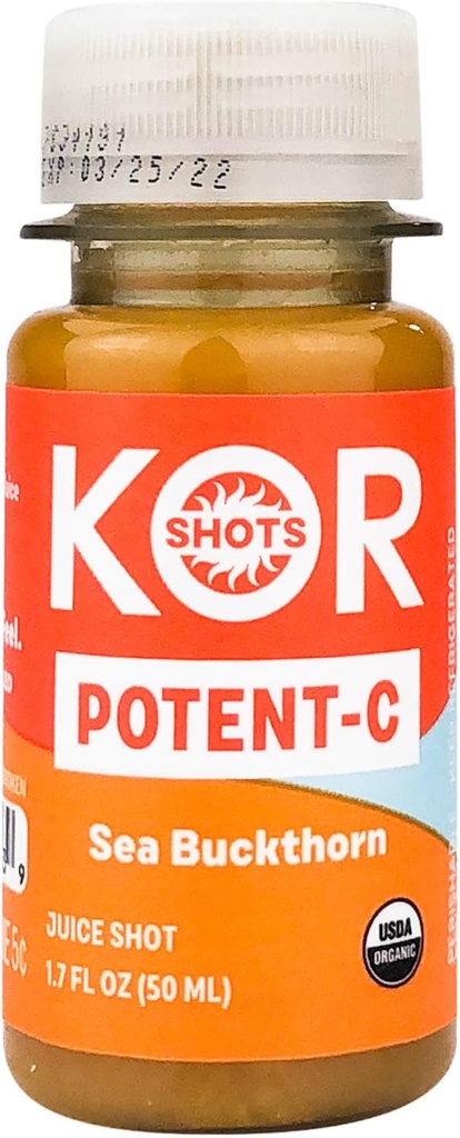 Tembakan KOR Sea Buckthorn dan Baobab Shot - 1.7 Fl Oz - ImpolC - Superfood Vitamin C Shot - USDA bersertifikat Organik