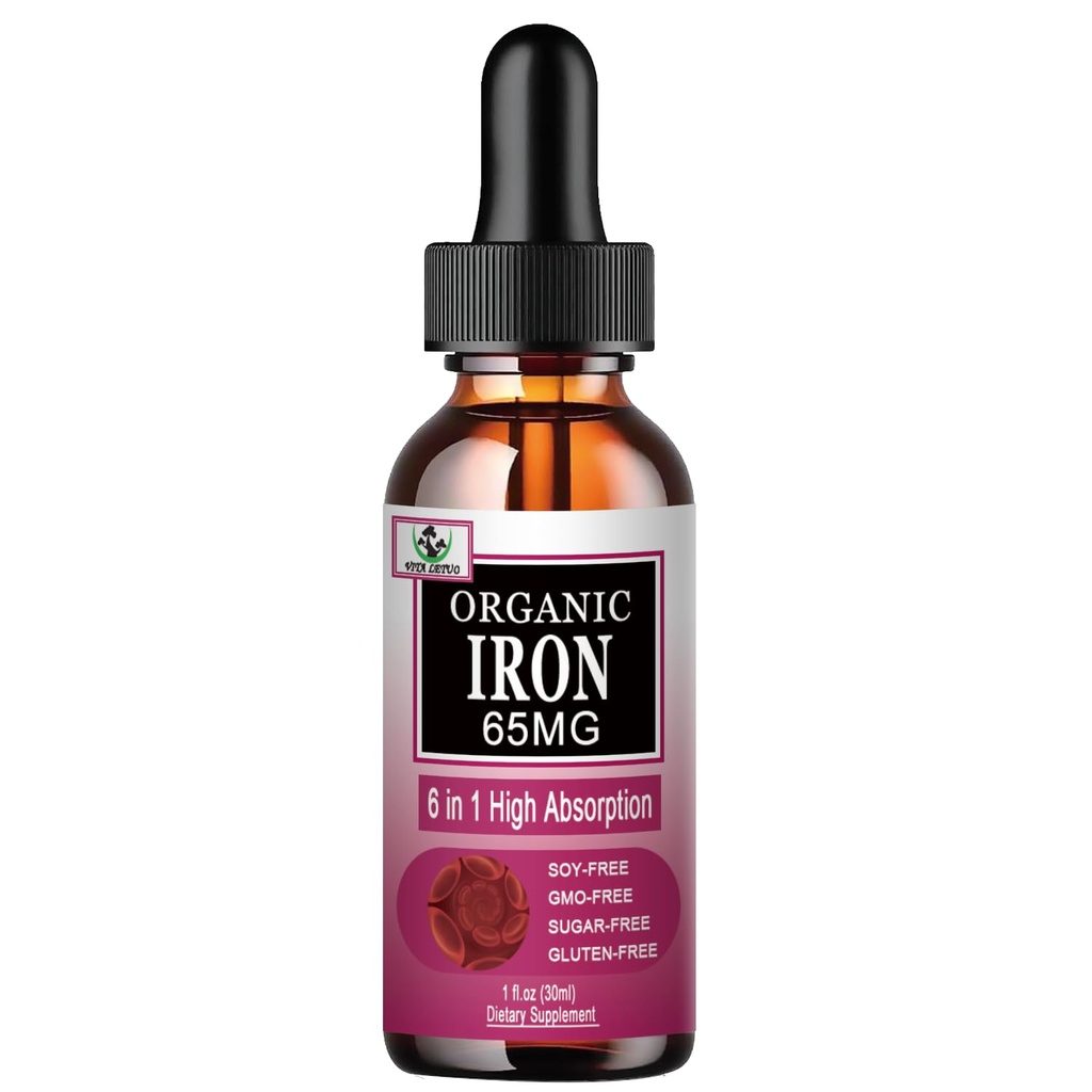 Iron Suplemen untuk Perempuan dengan Vitamin C, 6-in- 1 Suplemen Liquid w / Vitamin B12, Vitamin B6, Cair Lotion Tinggi untuk Red Blood Cells & Imune Dukungan, Non-GMO, Gluten Bebas