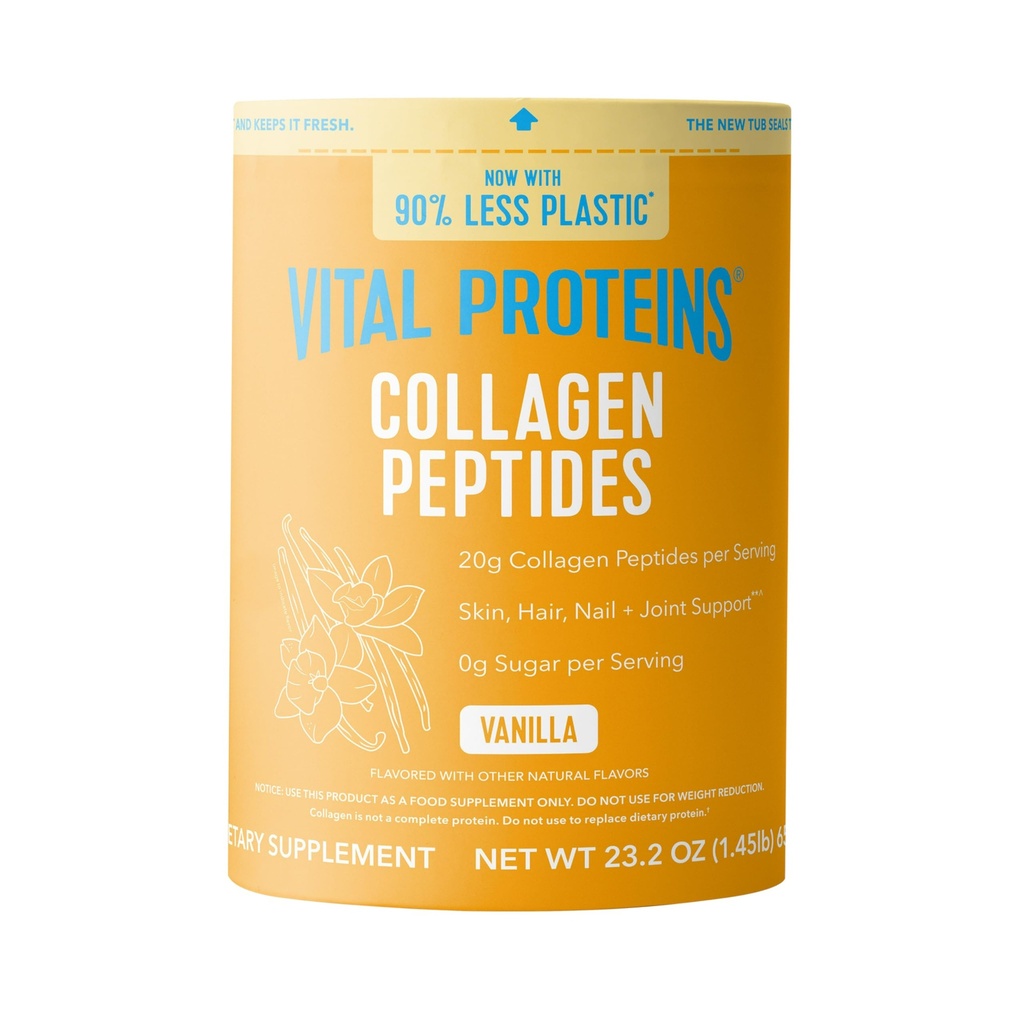 Protein Vital Collagen Peptides Powder - Grass Fed Collagen Peptides for Hair, Nail, Skin, Bone & Joint Health, Vanilla, 23.2 Ounces