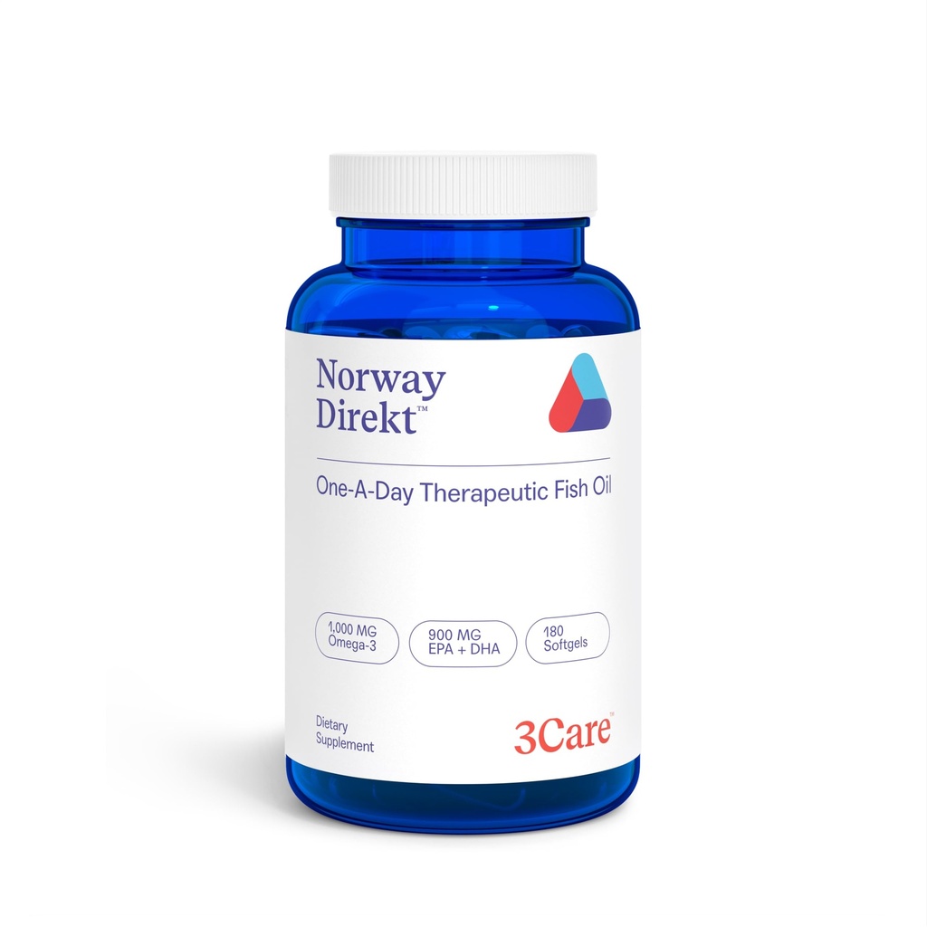 Norway Direkt Omega-3 Fish Oil 2,000mg dari Omega-3 per 2 softgel 124; 1060mg EPA, 740mg DHA (2 Soft- Gel Serving) Farmasi Tingkat (180 Softgelels)