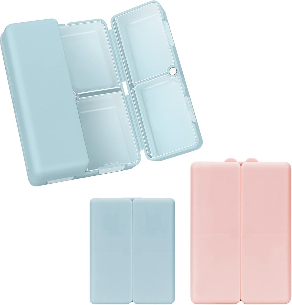 FYY 2 Pcs Daily Pill Organizer, 7 Kompartemen Pill Portable Case Travel Organizer, Pink