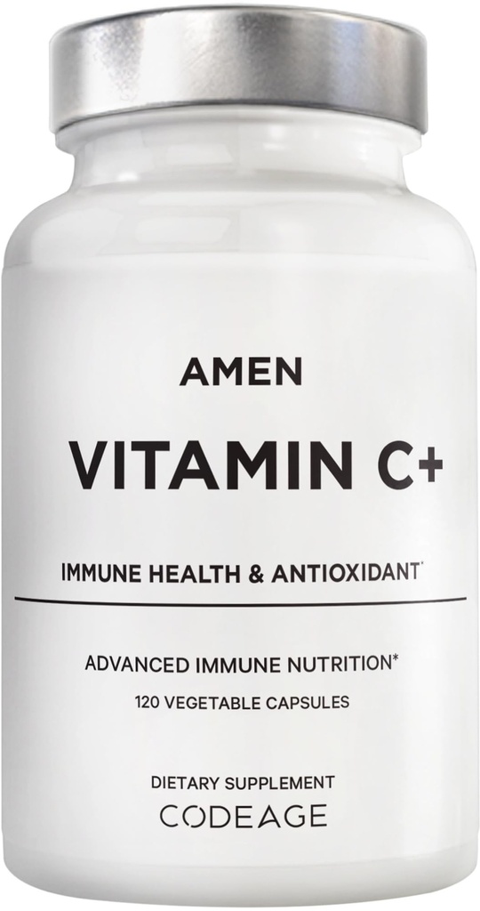 Amen Vitamin C + Suplemen dengan Zinc, Bioflavonoid, Quercetin, Rose HIPS, Elderberry - Vegan, Non-GMO - 2 Bulan Suppply - 120 Capsules