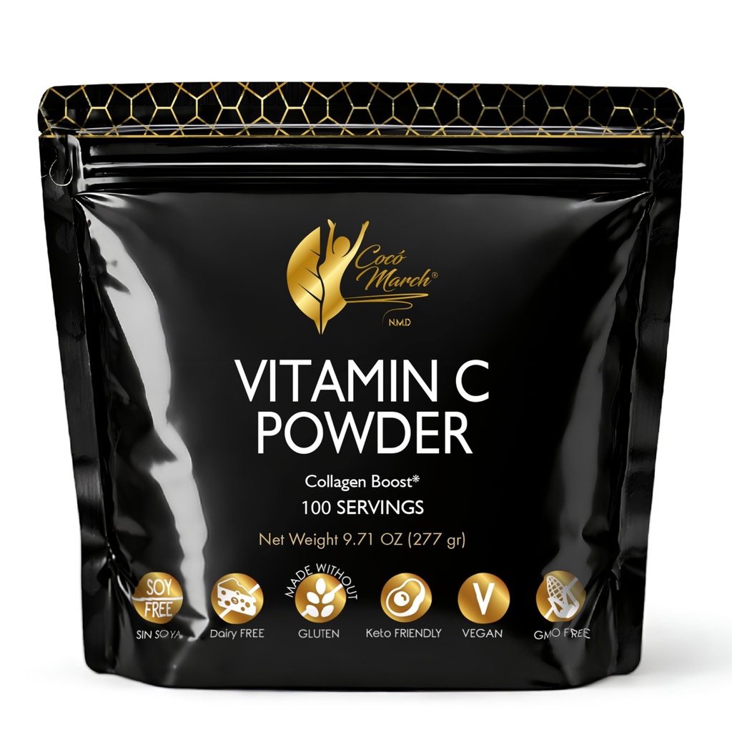 Coco 1000 Maret N.M.D mg Vitamin C Powder- untuk Colagen Production & Imune Dukungan, Zinc, Bromelain, Quercetin, L- Bebas dari: Gluten Dairy, Soy, GMO, Vegan dan Keto Friendly 10 Oz