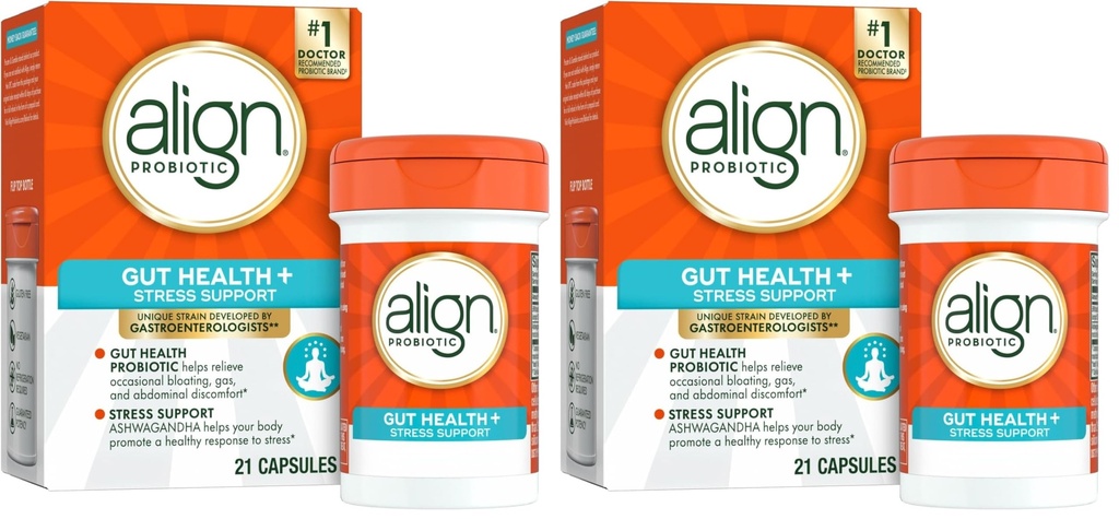 Align Probiotic, Digetical De- Stress, Probiotic for Women and Men with Ashwagandha, Helping with a Healthy Response to Stress, Gluten Free, Soy Free, Vegetarian, 21 Capsules (Pack of 2)