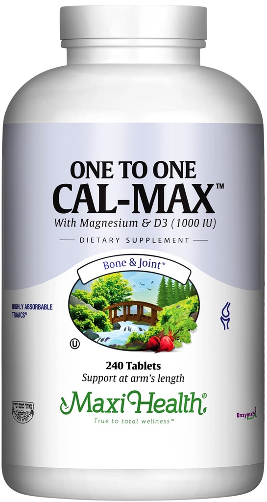 Suplemen Kesehatan Maxi 500 mg Kalsium dengan Vitamin D3 (1000 IU) dan Magnesium (500 mg) - Bone, Teeth dan Gabungan Dukungan untuk Pria dan Perempuan - 240 Tablet