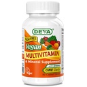 DEVA Vegan Multivitamin dan Mineral Suplemen - Satu Daily Vitamin Formula dengan Hijau - Besi Bebas - 90 Tablets berlapis, 1 - Pack