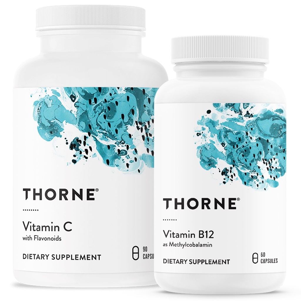 THORNE - Wellness Bundle - Vitamin C & B12 - Support Heart, Nerve, Imune, and Tissue Health - 60-90