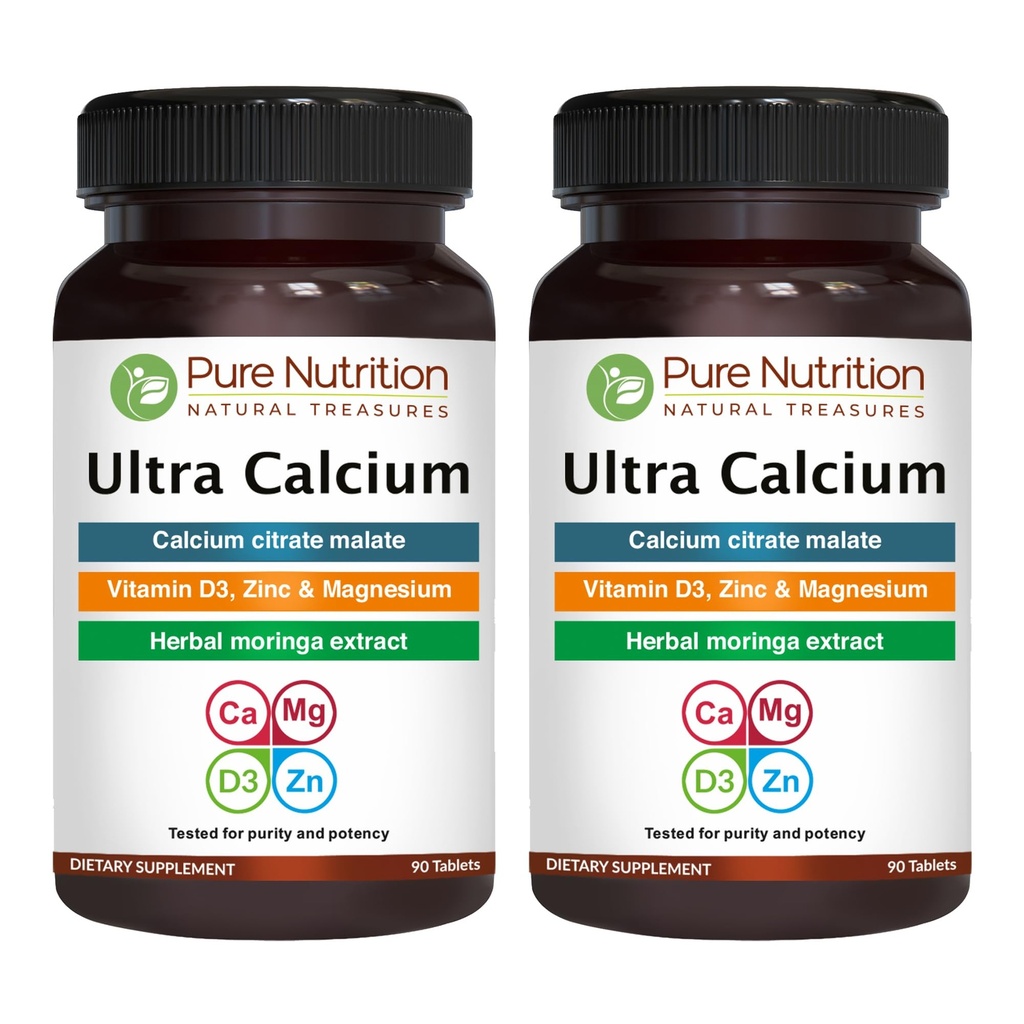 Nutrition Ultra Calcium 1000mg murni dengan VIT D3 + K2 124; 180 Tabs (90 X Pack of 2)