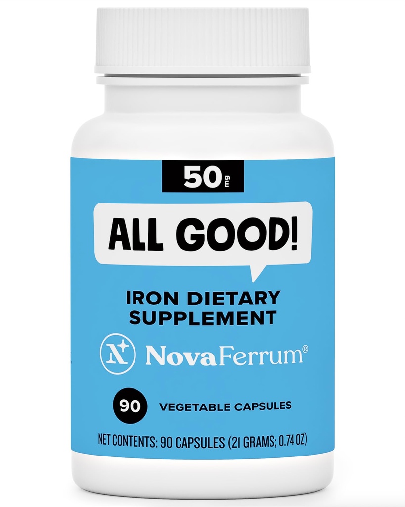 Novakerrum All Good Ferrum 124; Iron Capsule Suplemen Besi untuk Orang Dewasa 124; Anemia 14; 50mg dari Besi 124; 90 Servings: Sugar Free 124; Vegan 124; Gluten Free