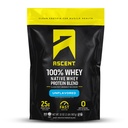 Ascent 100% Whiy Protein Powder - Post Workout Whey Protein Isolate, Zero Artificial Flavors & Sweeteners, Gluten Free, 5.5g BCAA, 2.6g Leucine, Unflafeitored 2 lb