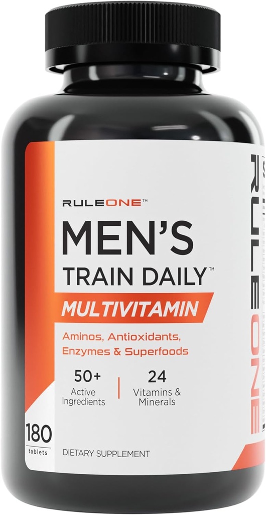 Peraturan 1 R1 Pria Kereta Harian - 180 Tablet - Olahraga Multivitamin dengan Aminos, Antioksidan, Enzymes & SuperFoods - 60 Servis