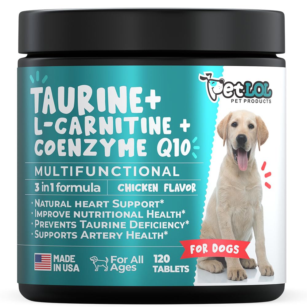 Tambahan Taurine untuk Dogs dengan L-Carnitine dan Koenzim Q10 (Coquet Endorsed for Enlarged Heart (DCM), Kegagalan Jantung Kongetical, Deficiency Taurine: 3-in- 1 Appliment Dog 124;