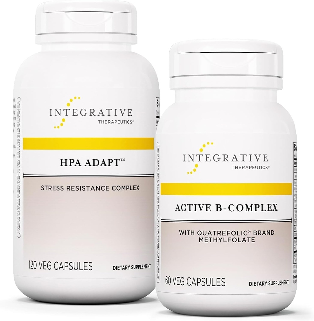 Lampiran Terpadu Terpadu Bundle dengan Kompleks B-Aktif, 60 Capsules & HPA Adat, 120 Vegan Capsules - Kompleks B- Aktif untuk Mendukung Energi Metabolisme - HPA Beradaptasi untuk mendukung Respon Stress Heally