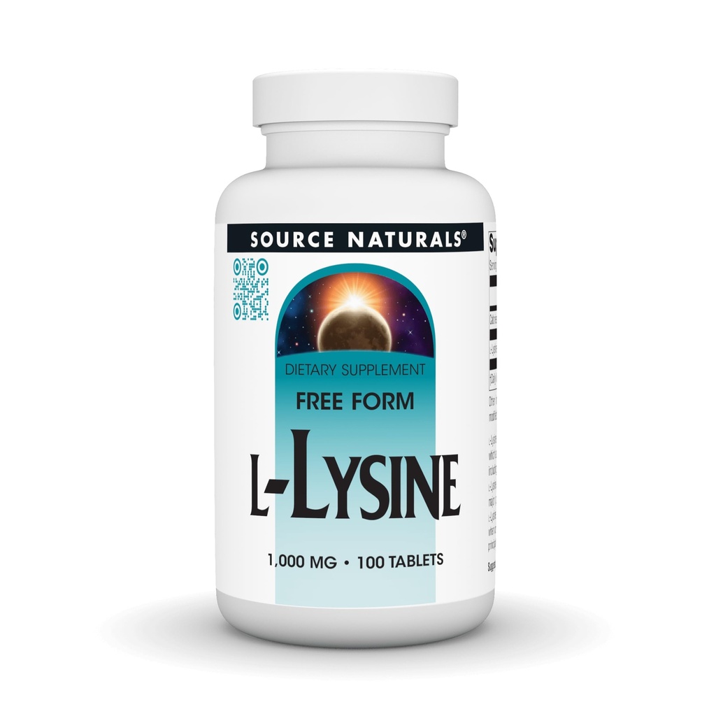 Sumber Formulir Bebas L-Lysine, 1,000 mg - Amino Acid Tambahan Formasi Energi & Collagen * - 100 Tablet